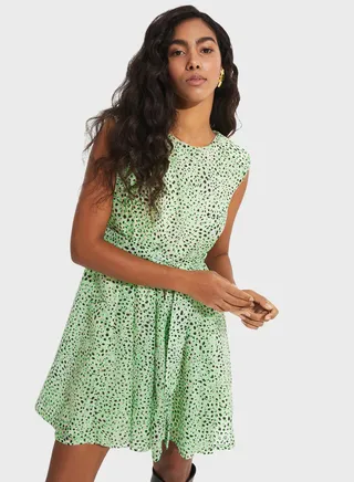 Crew Neck Tie Detail Dress