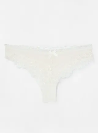 Lace Detail Brazilian Briefs White 