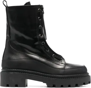 Lace-Up Zip-Up Ankle Boots