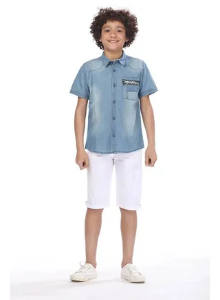 Short-sleeved  jeans shirt Blue 