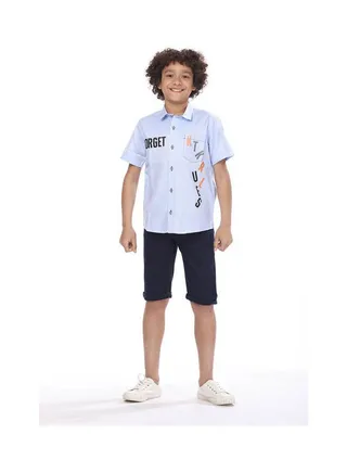 printed short-sleeved shirt with pocket Blue 