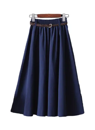 Pleated A Line Skirt Blue 