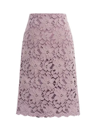 Elegant Solid Colour Midi Skirt Light Purple 