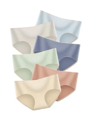 Zeemey 6-Piece Cotton Bikini Breathable Panties Low Waist Fashionable Ladies Charming Thick Bottom 