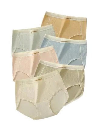 Zeemey 6-Piece Cotton Bikini Breathable Panties Low Waist Fashionable Ladies Charming Thick Bottom 
