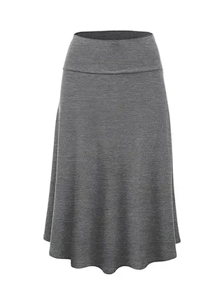 Flare Hem High Waist Midi Skirt Grey 