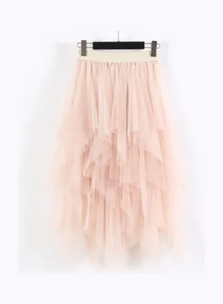 Multi-Layer High Waist Skirt Light Pink 