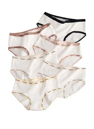 Zeemey 5-Piece Cotton Bikini Breathable Panties Low Waist Fashionable Ladies Charming Thick Bottom 