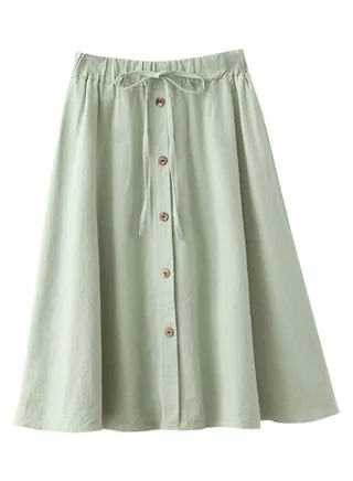 Elastic High Waist Skirt Bean Green 