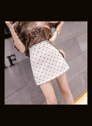 Dot Printing All Match High Waist A Line Skirt Multicolour 