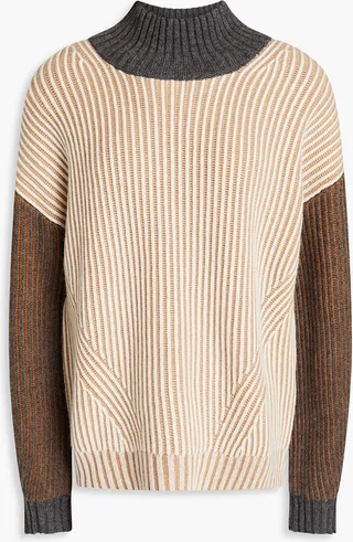 Ribbed wool and cashmere-blend turtleneck sweater