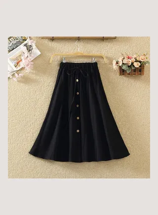 Elastic High Waist Skirt Black 