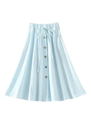 Elastic High Waist Skirt White 