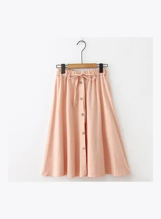 Elastic High Waist Skirt Pink 