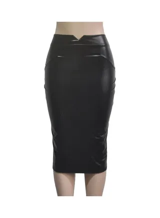 High Waist Stretchy Slim Bodycon Skirt Black 