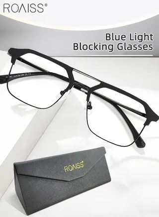 Blue Light Blocking Glasses Blue Light Filter Computer Reading Gaming TV Phones Browline Frame Eyeglasses Fashion Anti Eyestrain Headache Eyewear for Women Men Black 