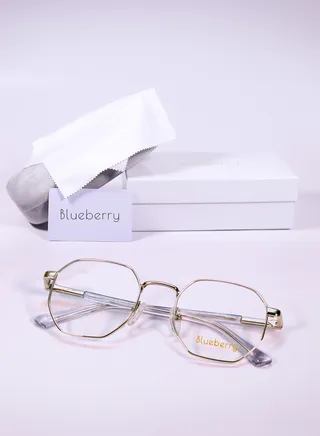 frame Metal eyeglass distinctive hexagonal shape and flexible glasses implants 180 degrees 