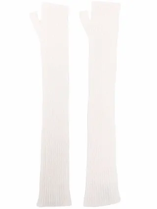 Long Fingerless Cashmere Gloves