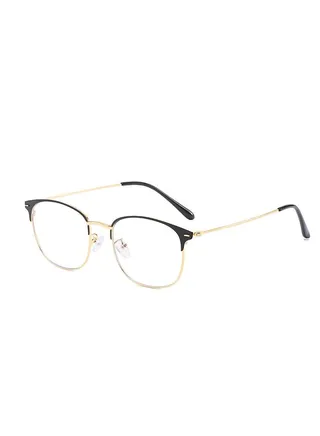 M MIAOYAN Simple round frame glasses frame metal full frame retro eyebrow frame anti-blue light glasses 