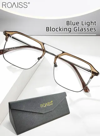 Blue Light Blocking Glasses Blue Light Filter Computer Reading Gaming TV Phones Browline Frame Eyeglasses Fashion Anti Eyestrain Headache Eyewear for Women Men Transparent Brown 