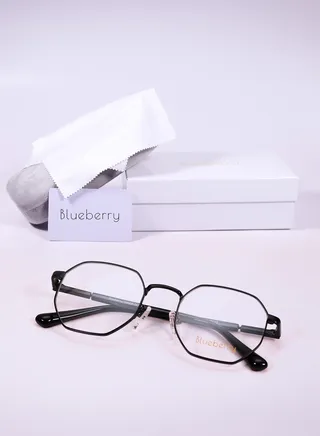 frame Metal eyeglass distinctive hexagonal shape and flexible glasses implants 180 degrees 