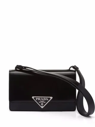 Triangle-Logo Leather Shoulder Bag