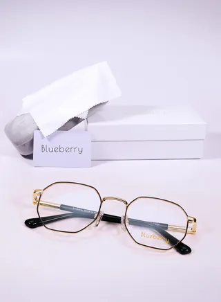 frame Metal eyeglass distinctive hexagonal shape and flexible glasses implants 180 degrees 