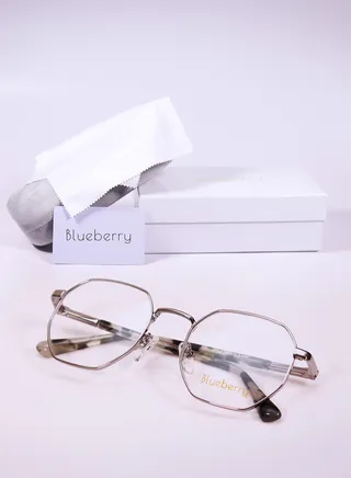frame Metal eyeglass distinctive hexagonal shape and flexible glasses implants 180 degrees 