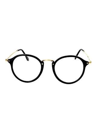 Korean Style Round  Lens Eyewear Fashion Metal Frame Flat Glasses 