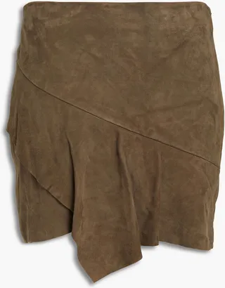 Mala ruffled suede mini skirt