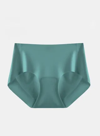 Solid Pattern Skin-Friendly Elastic Briefs Green 