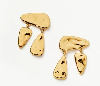 Molten Floating Charm Stud Earrings | 18ct Gold Plated