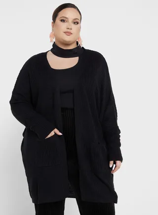 Open Front Pocket Detail Cardigan