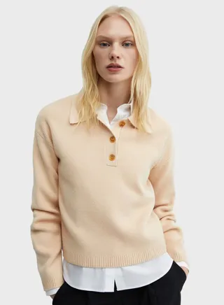 Polo Neck Knitted Sweater 