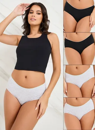 Pack of 4 - Cotton Contrast Bonded Elastic Shorts 