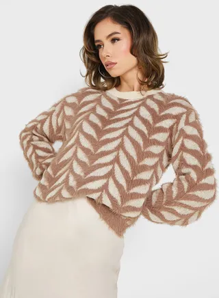 Printed Round Neck Sweater 
