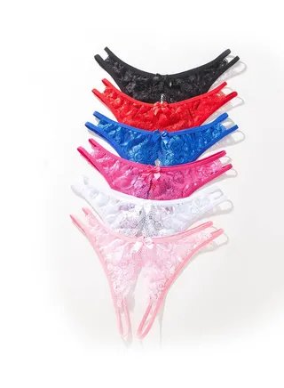 6 Pcs Women Girl Lace Briefs Set Lingerie wear Comfortable Underwear Anti-bacterial Breathable Waist Body Shaper Underpants Panty Slimming Elastic Briefs,Honeymoon  Evening Wear M 