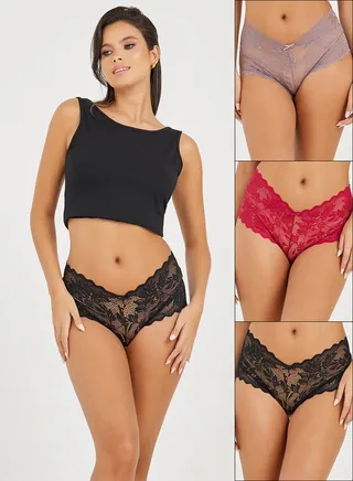 Pack of 3 - All Over Scalloped Edge Lace Shorts