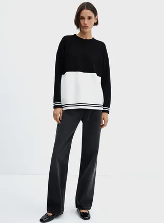 Crew Neck Color Block Sweater 