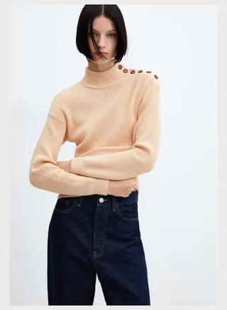 Turtle Neck Button Detail Sweater 