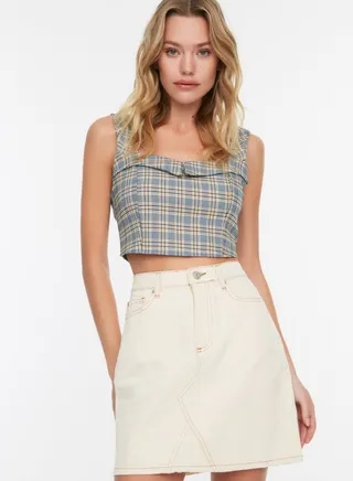 Pocket Detail Denim Skirt