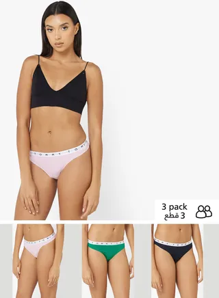 Logo Waistband Thongs (Pack of 3) 