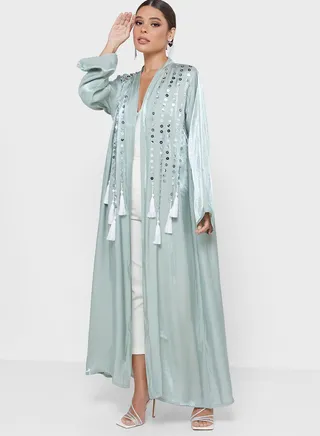 Embellished Tassle Detail Abaya