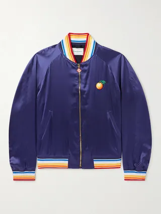 Casa Talisman Appliquéd Silk Bomber Jacket