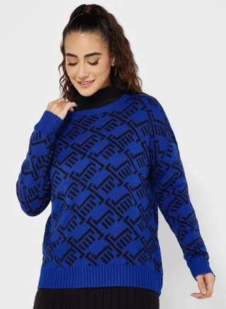 Crew Neck Jacquard Sweater