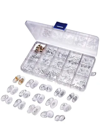 Glasses Nose Pads, 15 Styles 150 Pairs Glasses Repair Kit Lock Card Type PVC Nose Pad Screws Home Repair Box Glasses Accessories 
