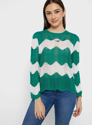Chevron Swirl Intarsia Sweater