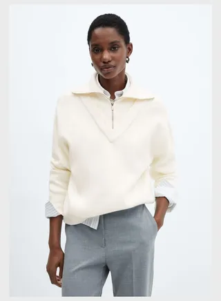 Zip Neck Ribbed Sweater 