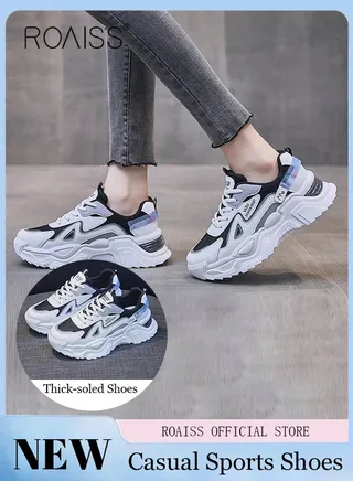 Women Casual Sneakers Versatile for Daily Use Flat and Comfortable Long Lace Design Lightweight and Breathable Non Slip Large Sole for Women 