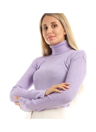 High Neck Wool Shirt Pale Purple 